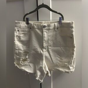 American Eagle Denim Shorts Womens Size 14 White Highest Rise 90s Boyfriend